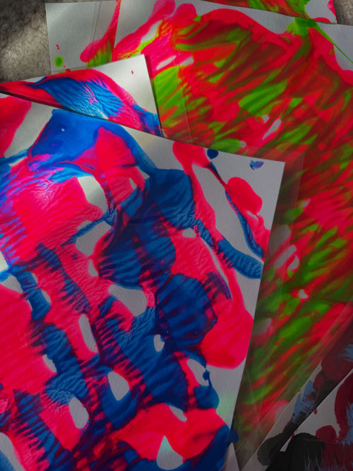 Paint Pour Prints on Mixed Media Rough