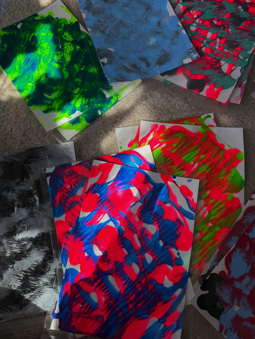 Paint Pour Prints on Mixed Media Rough
